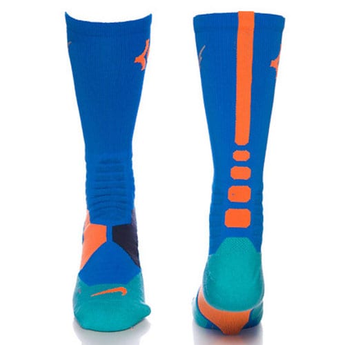 Nike KD Hyper Elite Basketball Crew Socks (Light Blue Lacquer/Total Orange/Clearwater)